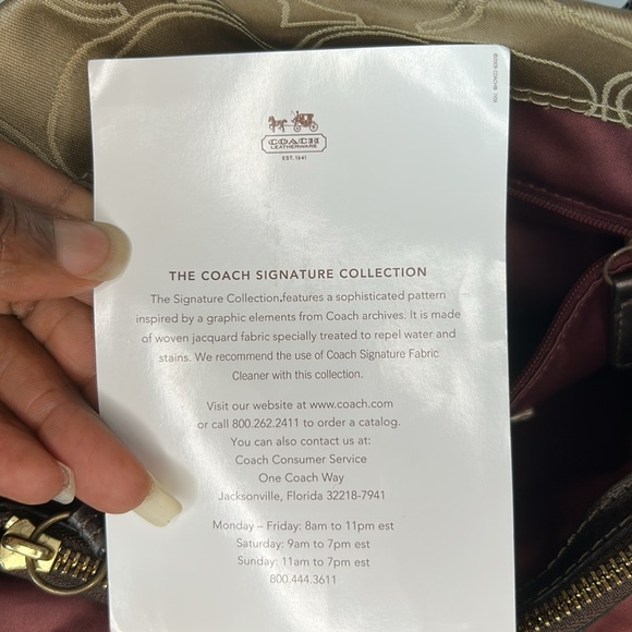 COACH MIA Signature C tan and brown Satchel carryall handbag. Style #15402 - Picture 14 of 16